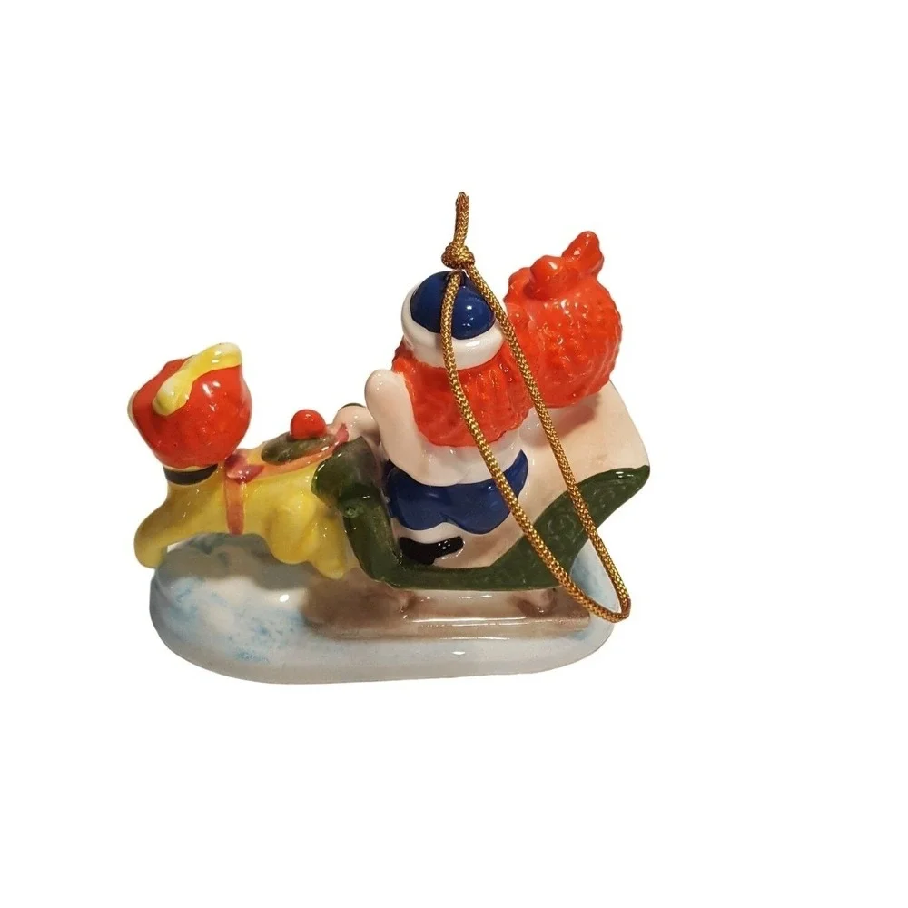 Vintage 80s Schmid Raggedy Ann Andy Snowtime Frolic Christmas Tree Ornament